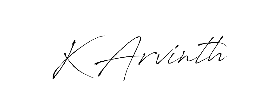 Make a beautiful signature design for name K Arvinth. With this signature (Antro_Vectra) style, you can create a handwritten signature for free. K Arvinth signature style 6 images and pictures png