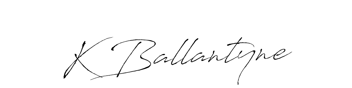 The best way (Antro_Vectra) to make a short signature is to pick only two or three words in your name. The name K Ballantyne include a total of six letters. For converting this name. K Ballantyne signature style 6 images and pictures png