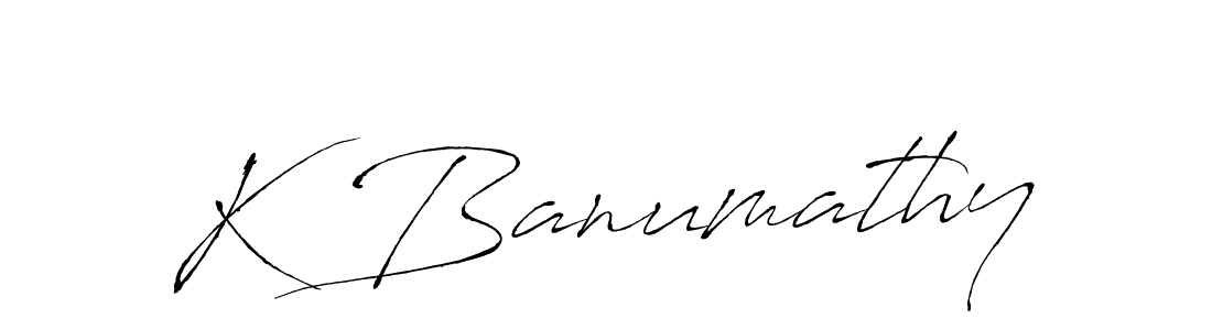 The best way (Antro_Vectra) to make a short signature is to pick only two or three words in your name. The name K Banumathy include a total of six letters. For converting this name. K Banumathy signature style 6 images and pictures png