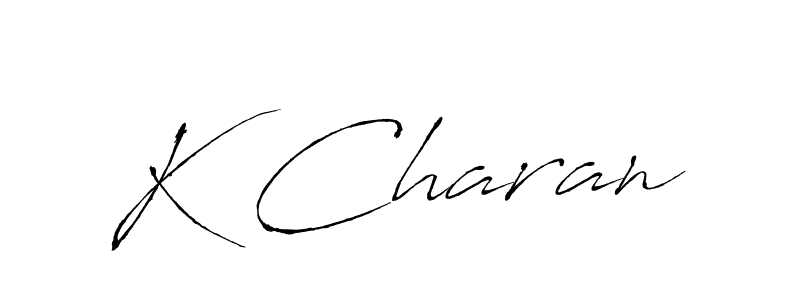 How to make K Charan name signature. Use Antro_Vectra style for creating short signs online. This is the latest handwritten sign. K Charan signature style 6 images and pictures png