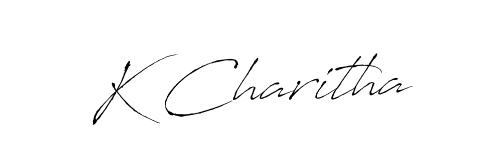 The best way (Antro_Vectra) to make a short signature is to pick only two or three words in your name. The name K Charitha include a total of six letters. For converting this name. K Charitha signature style 6 images and pictures png