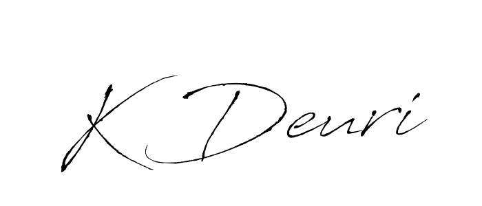 Design your own signature with our free online signature maker. With this signature software, you can create a handwritten (Antro_Vectra) signature for name K Deuri. K Deuri signature style 6 images and pictures png