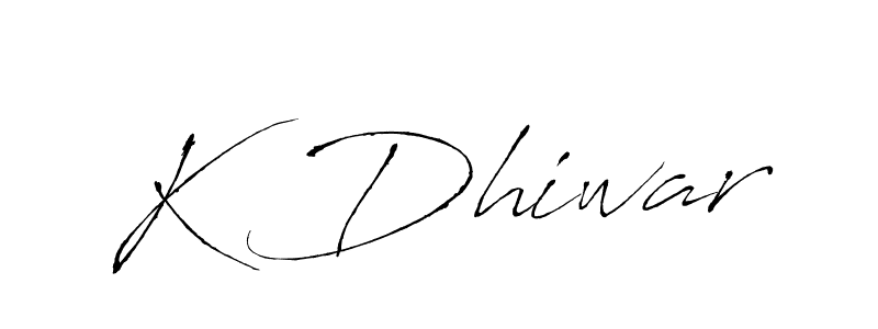 Create a beautiful signature design for name K Dhiwar. With this signature (Antro_Vectra) fonts, you can make a handwritten signature for free. K Dhiwar signature style 6 images and pictures png