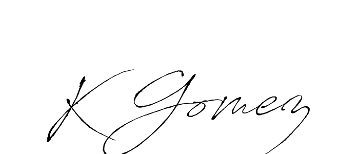 Design your own signature with our free online signature maker. With this signature software, you can create a handwritten (Antro_Vectra) signature for name K Gomez. K Gomez signature style 6 images and pictures png