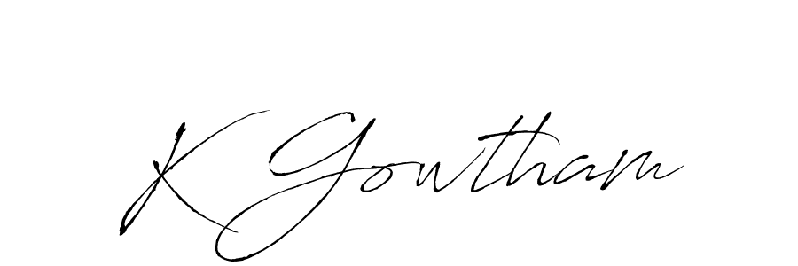 How to make K Gowtham name signature. Use Antro_Vectra style for creating short signs online. This is the latest handwritten sign. K Gowtham signature style 6 images and pictures png