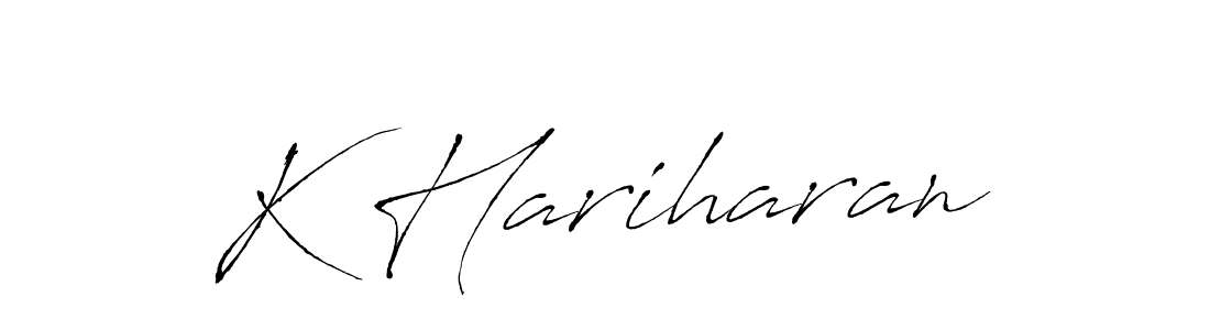 K Hariharan stylish signature style. Best Handwritten Sign (Antro_Vectra) for my name. Handwritten Signature Collection Ideas for my name K Hariharan. K Hariharan signature style 6 images and pictures png