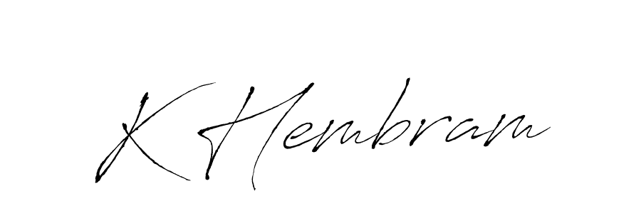 if you are searching for the best signature style for your name K Hembram. so please give up your signature search. here we have designed multiple signature styles  using Antro_Vectra. K Hembram signature style 6 images and pictures png