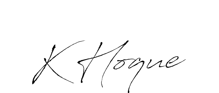 How to make K Hoque signature? Antro_Vectra is a professional autograph style. Create handwritten signature for K Hoque name. K Hoque signature style 6 images and pictures png