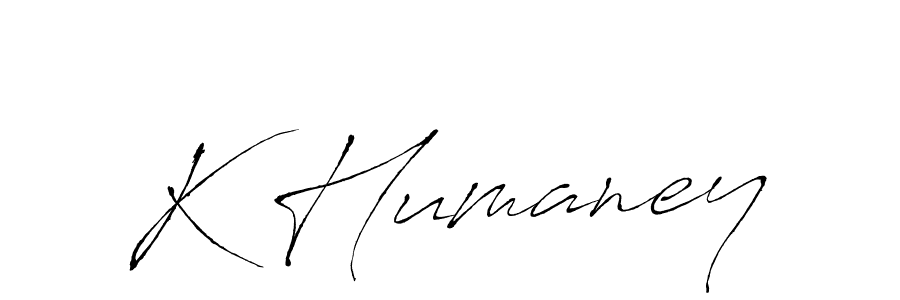 Design your own signature with our free online signature maker. With this signature software, you can create a handwritten (Antro_Vectra) signature for name K Humaney. K Humaney signature style 6 images and pictures png