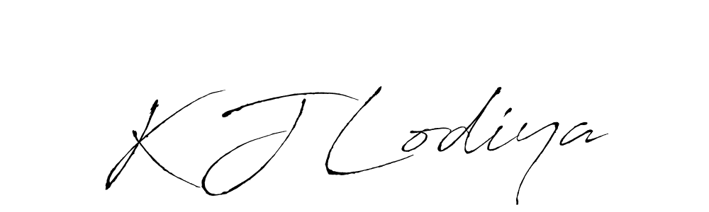 if you are searching for the best signature style for your name K J Lodiya. so please give up your signature search. here we have designed multiple signature styles  using Antro_Vectra. K J Lodiya signature style 6 images and pictures png