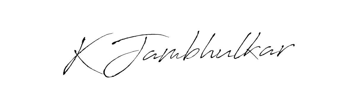 The best way (Antro_Vectra) to make a short signature is to pick only two or three words in your name. The name K Jambhulkar include a total of six letters. For converting this name. K Jambhulkar signature style 6 images and pictures png