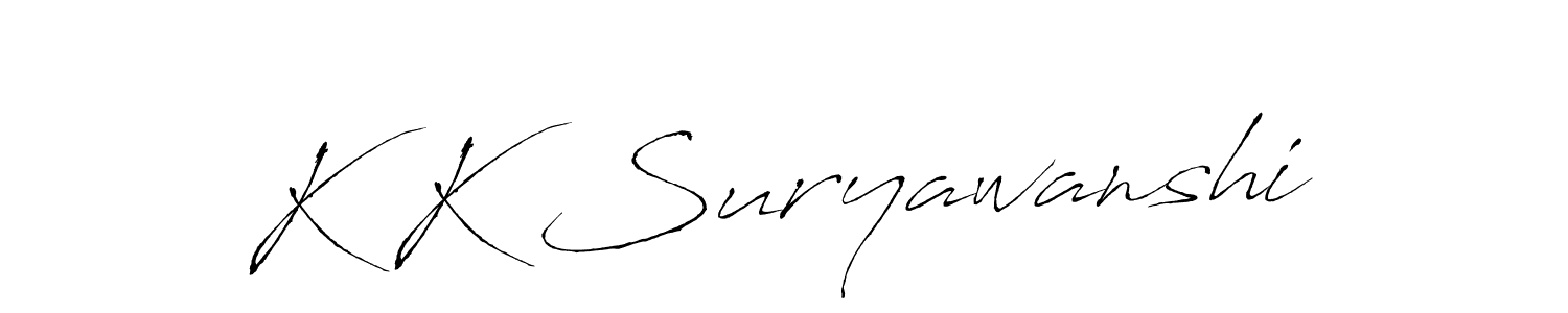 Antro_Vectra is a professional signature style that is perfect for those who want to add a touch of class to their signature. It is also a great choice for those who want to make their signature more unique. Get K K Suryawanshi name to fancy signature for free. K K Suryawanshi signature style 6 images and pictures png