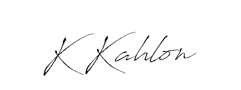 Antro_Vectra is a professional signature style that is perfect for those who want to add a touch of class to their signature. It is also a great choice for those who want to make their signature more unique. Get K Kahlon name to fancy signature for free. K Kahlon signature style 6 images and pictures png