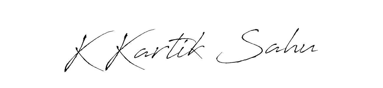 Create a beautiful signature design for name K Kartik Sahu. With this signature (Antro_Vectra) fonts, you can make a handwritten signature for free. K Kartik Sahu signature style 6 images and pictures png