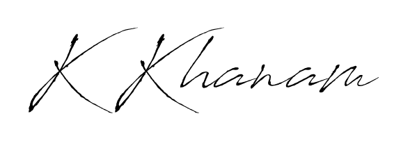 The Antro_Vectra typeface gives name K Khanam a refined look. Suitable for certificates, diplomas, and official verification. K Khanam signature style 6 images and pictures png