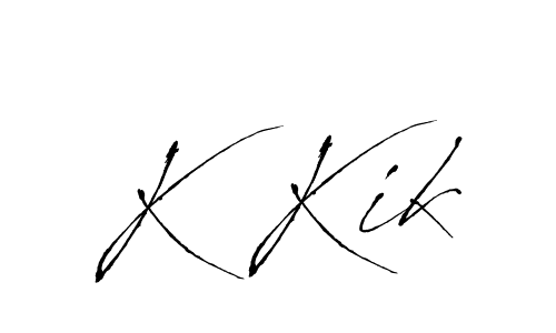 The best way (Antro_Vectra) to make a short signature is to pick only two or three words in your name. The name K Kik include a total of six letters. For converting this name. K Kik signature style 6 images and pictures png