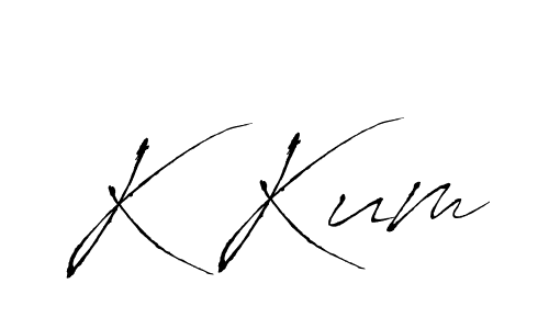 The best way (Antro_Vectra) to make a short signature is to pick only two or three words in your name. The name K Kum include a total of six letters. For converting this name. K Kum signature style 6 images and pictures png
