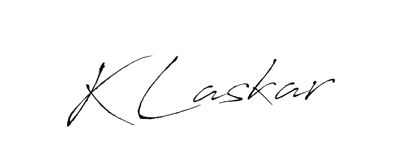 Use a signature maker to create a handwritten signature online. With this signature software, you can design (Antro_Vectra) your own signature for name K Laskar. K Laskar signature style 6 images and pictures png