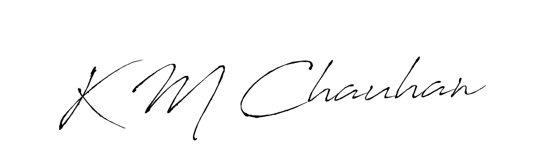 The best way (Antro_Vectra) to make a short signature is to pick only two or three words in your name. The name K M Chauhan include a total of six letters. For converting this name. K M Chauhan signature style 6 images and pictures png