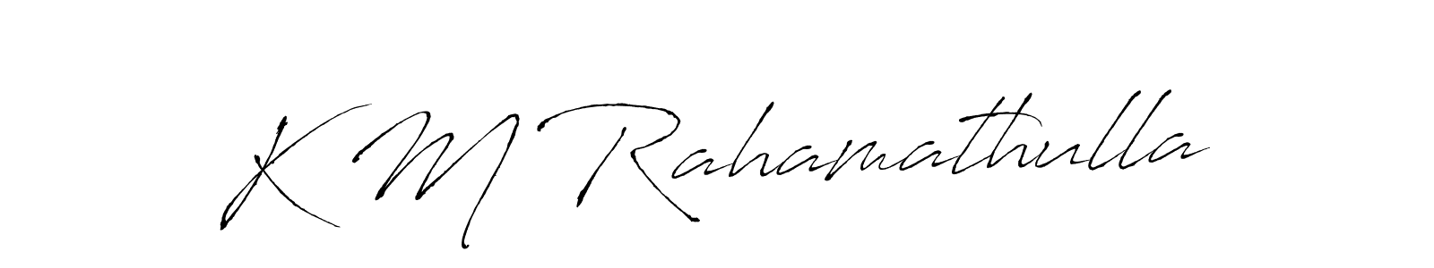 Antro_Vectra is a professional signature style that is perfect for those who want to add a touch of class to their signature. It is also a great choice for those who want to make their signature more unique. Get K M Rahamathulla name to fancy signature for free. K M Rahamathulla signature style 6 images and pictures png