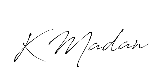 Design your own signature with our free online signature maker. With this signature software, you can create a handwritten (Antro_Vectra) signature for name K Madan. K Madan signature style 6 images and pictures png