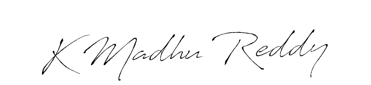 Design your own signature with our free online signature maker. With this signature software, you can create a handwritten (Antro_Vectra) signature for name K Madhu Reddy. K Madhu Reddy signature style 6 images and pictures png