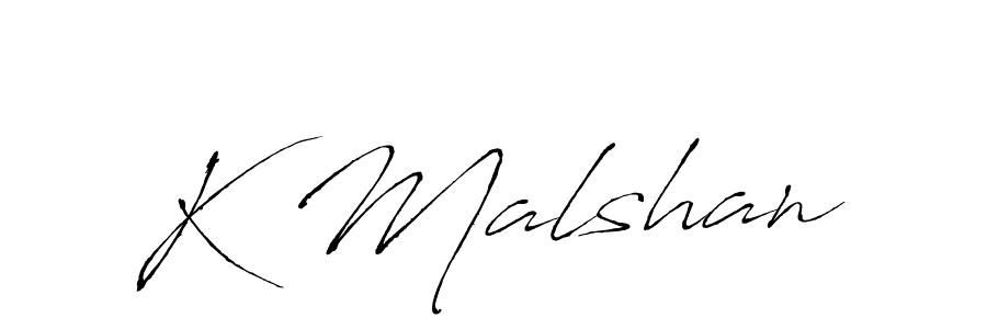 Make a beautiful signature design for name K Malshan. With this signature (Antro_Vectra) style, you can create a handwritten signature for free. K Malshan signature style 6 images and pictures png