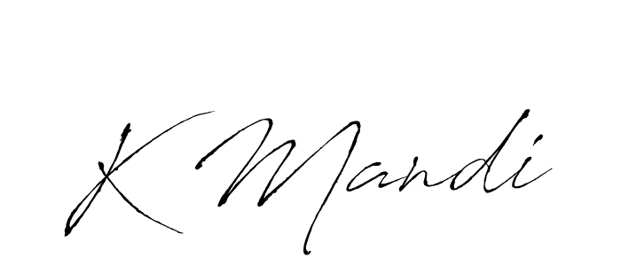 Design your own signature with our free online signature maker. With this signature software, you can create a handwritten (Antro_Vectra) signature for name K Mandi. K Mandi signature style 6 images and pictures png