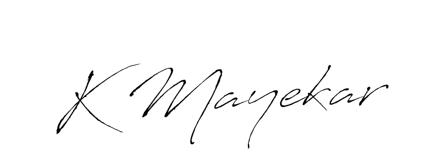 Design your own signature with our free online signature maker. With this signature software, you can create a handwritten (Antro_Vectra) signature for name K Mayekar. K Mayekar signature style 6 images and pictures png