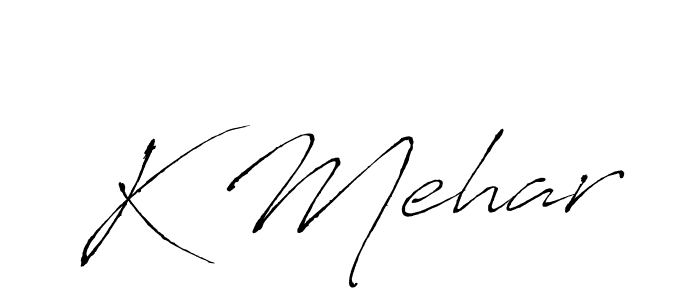 Also we have K Mehar name is the best signature style. Create professional handwritten signature collection using Antro_Vectra autograph style. K Mehar signature style 6 images and pictures png