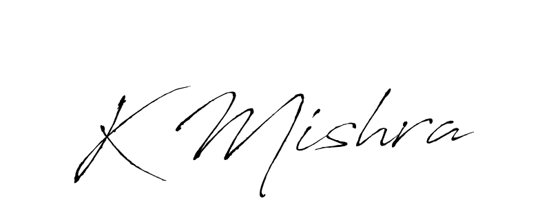 Make a beautiful signature design for name K Mishra. With this signature (Antro_Vectra) style, you can create a handwritten signature for free. K Mishra signature style 6 images and pictures png