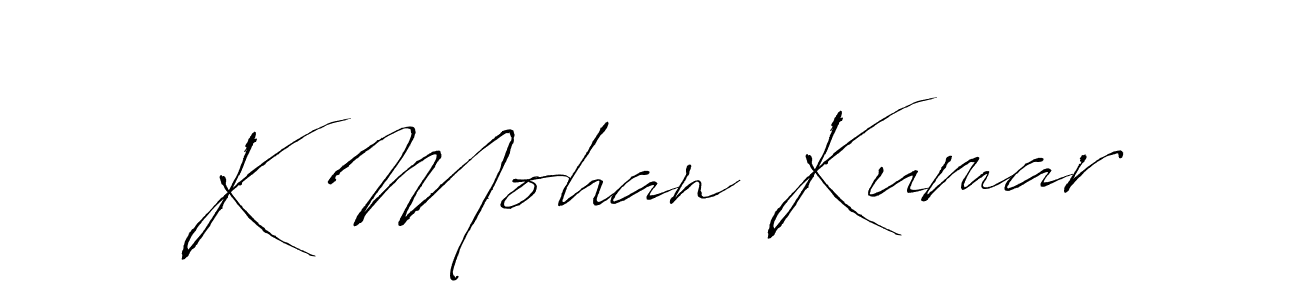 How to make K Mohan Kumar name signature. Use Antro_Vectra style for creating short signs online. This is the latest handwritten sign. K Mohan Kumar signature style 6 images and pictures png