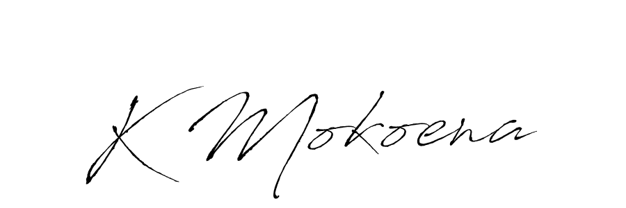 Create a beautiful signature design for name K Mokoena. With this signature (Antro_Vectra) fonts, you can make a handwritten signature for free. K Mokoena signature style 6 images and pictures png