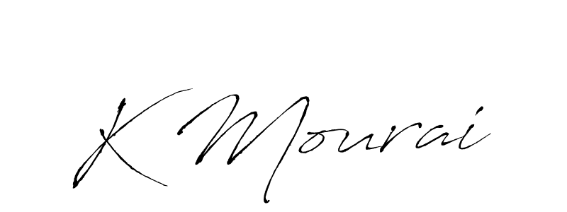 How to make K Mourai name signature. Use Antro_Vectra style for creating short signs online. This is the latest handwritten sign. K Mourai signature style 6 images and pictures png