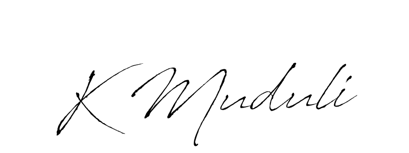 K Muduli stylish signature style. Best Handwritten Sign (Antro_Vectra) for my name. Handwritten Signature Collection Ideas for my name K Muduli. K Muduli signature style 6 images and pictures png