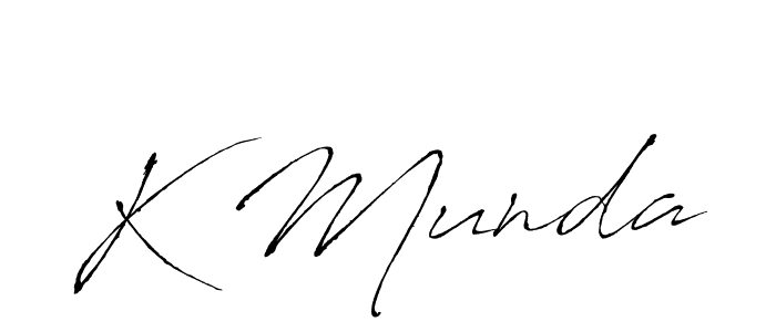 Make a beautiful signature design for name K Munda. With this signature (Antro_Vectra) style, you can create a handwritten signature for free. K Munda signature style 6 images and pictures png
