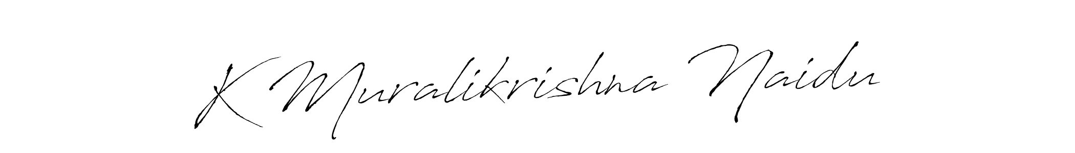 This is the best signature style for the K Muralikrishna Naidu name. Also you like these signature font (Antro_Vectra). Mix name signature. K Muralikrishna Naidu signature style 6 images and pictures png