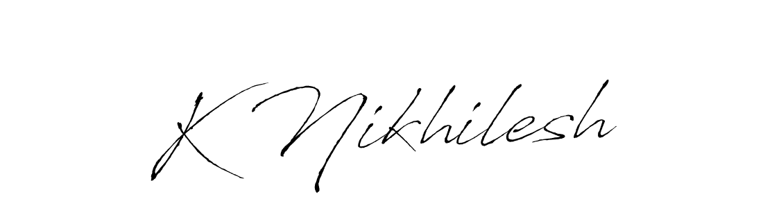 if you are searching for the best signature style for your name K Nikhilesh. so please give up your signature search. here we have designed multiple signature styles  using Antro_Vectra. K Nikhilesh signature style 6 images and pictures png