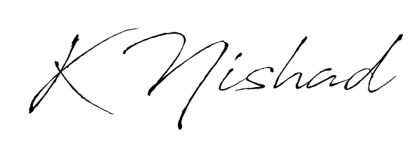 An effortless, minimalist signature concept for K Nishad using Antro_Vectra design. Clean lines that look great on any document. K Nishad signature style 6 images and pictures png