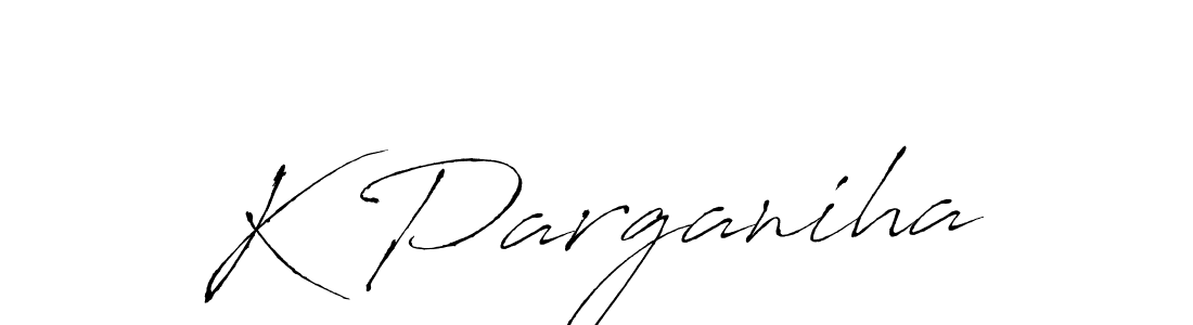 How to make K Parganiha name signature. Use Antro_Vectra style for creating short signs online. This is the latest handwritten sign. K Parganiha signature style 6 images and pictures png