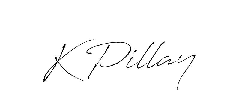 The best way (Antro_Vectra) to make a short signature is to pick only two or three words in your name. The name K Pillay include a total of six letters. For converting this name. K Pillay signature style 6 images and pictures png