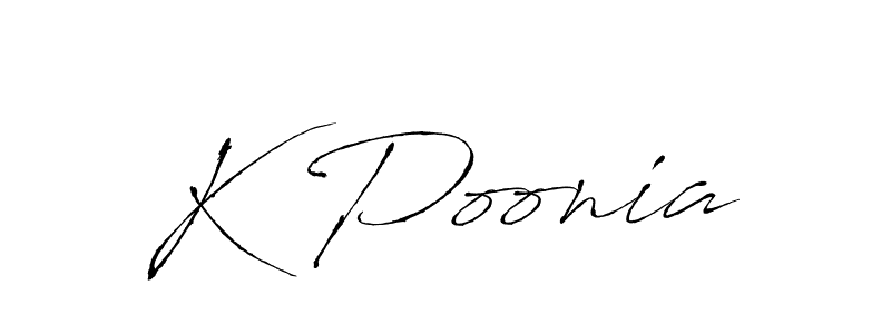 Create a beautiful signature design for name K Poonia. With this signature (Antro_Vectra) fonts, you can make a handwritten signature for free. K Poonia signature style 6 images and pictures png