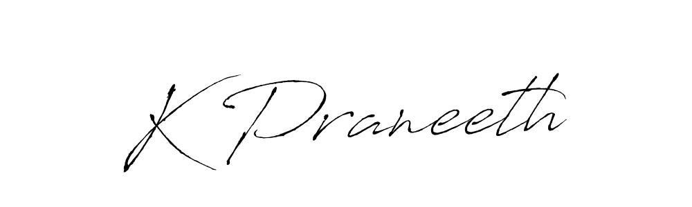 K Praneeth stylish signature style. Best Handwritten Sign (Antro_Vectra) for my name. Handwritten Signature Collection Ideas for my name K Praneeth. K Praneeth signature style 6 images and pictures png