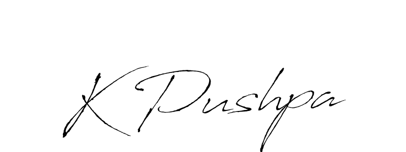 The best way (Antro_Vectra) to make a short signature is to pick only two or three words in your name. The name K Pushpa include a total of six letters. For converting this name. K Pushpa signature style 6 images and pictures png