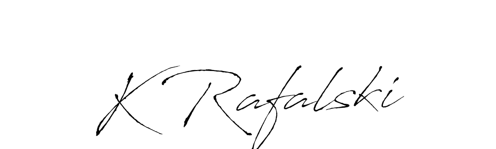 if you are searching for the best signature style for your name K Rafalski. so please give up your signature search. here we have designed multiple signature styles  using Antro_Vectra. K Rafalski signature style 6 images and pictures png
