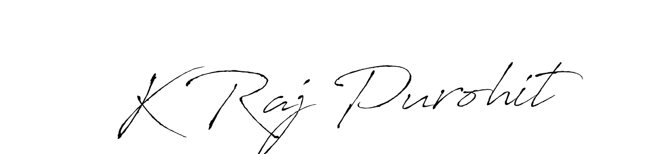 How to make K Raj Purohit name signature. Use Antro_Vectra style for creating short signs online. This is the latest handwritten sign. K Raj Purohit signature style 6 images and pictures png