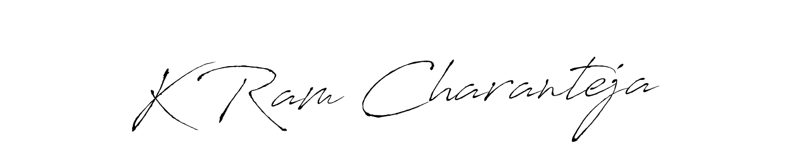 The best way (Antro_Vectra) to make a short signature is to pick only two or three words in your name. The name K Ram Charanteja include a total of six letters. For converting this name. K Ram Charanteja signature style 6 images and pictures png