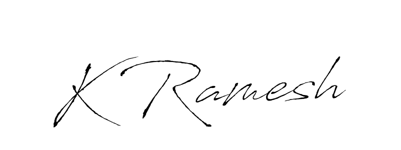 The best way (Antro_Vectra) to make a short signature is to pick only two or three words in your name. The name K Ramesh include a total of six letters. For converting this name. K Ramesh signature style 6 images and pictures png