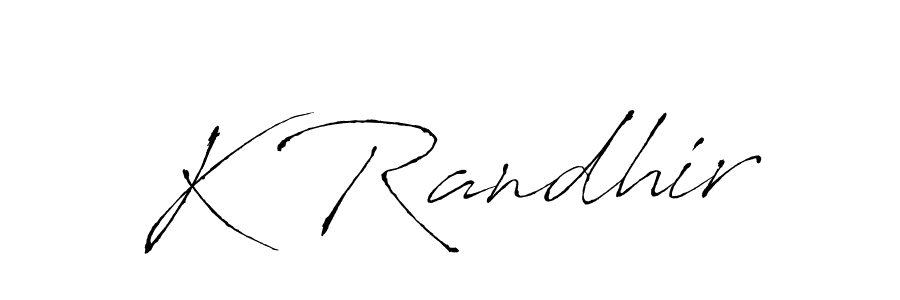 How to make K Randhir name signature. Use Antro_Vectra style for creating short signs online. This is the latest handwritten sign. K Randhir signature style 6 images and pictures png