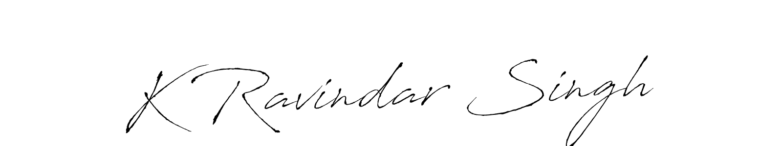 How to make K Ravindar Singh name signature. Use Antro_Vectra style for creating short signs online. This is the latest handwritten sign. K Ravindar Singh signature style 6 images and pictures png